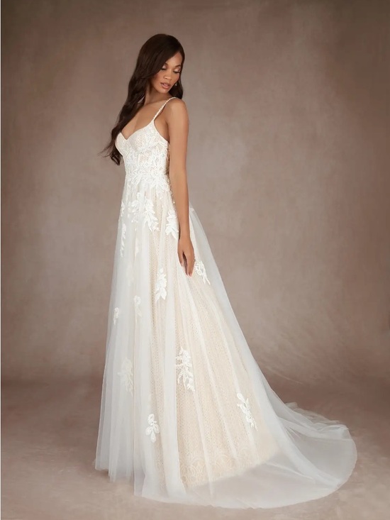 Azazie Dresses & Skirts - Azazie Yari Ivory & Nude Lace A-Line Bridal Gown